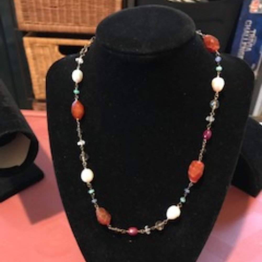 Sterling silver multi stone and color necklace